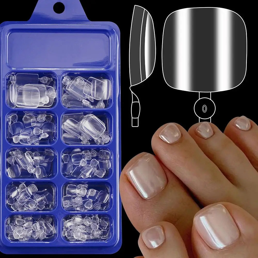 Press On Toenails | French Short Square | Glossy Full Cover | 120 Pcs