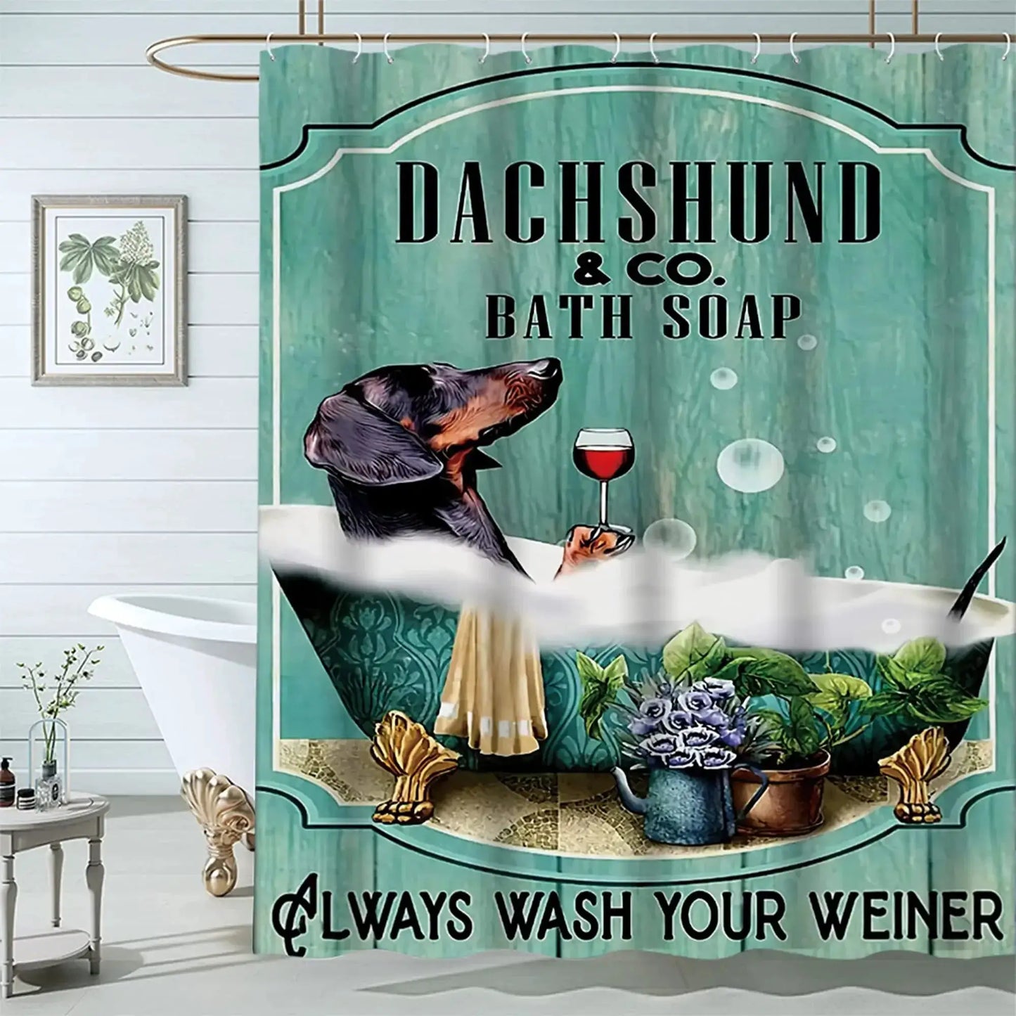 Funny Sausage Dog Dachshund Shower Curtains for Bathroom, Cartoon Dogs Bath Curtains with Cute Animals Waterproof Machine Wash from PriceLows™