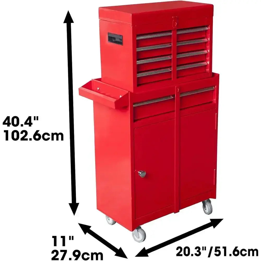 ATBT1204B-RED Rolling Garage Workshop Tool Organizer: Detachable 4 Der Tool Chest with Large Storage Cabinet and Adjustable Shel from PriceLows™