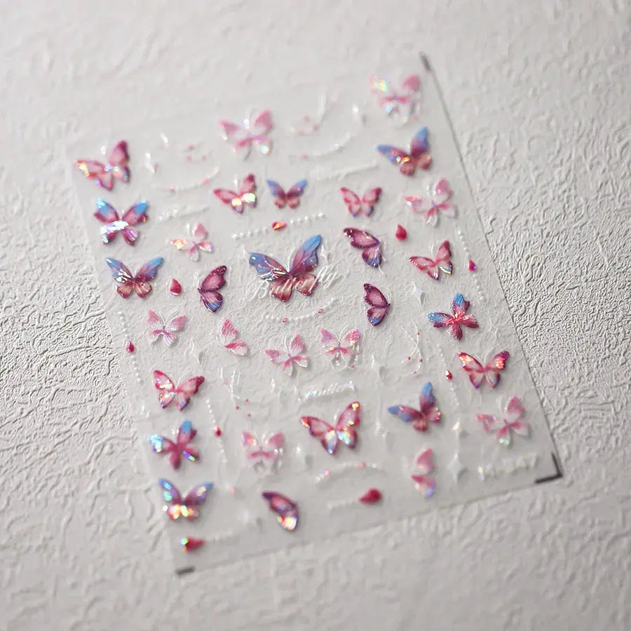 1Pcs 5D Embossed Aurora Butterfly Nail Art Stickers Self Adhesive Decals For Nails Decoration DIY 3D Acrylic Nail Supplies Parts from PriceLows™