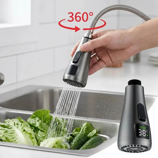 SANIVITAL LED Temperature Display Kitchen Faucet Head 3 Water Modes 360° Rotatable Replacement Spray Aerator from PriceLows™