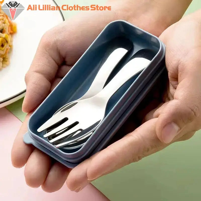 Mini Portable Spoon Fork Tableware Outdoor Camping Stainless Steel Cutlery Set For Lunch Hiking Camp Cooking Supplies from PriceLows™