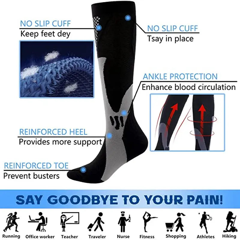 Compression Socks | 20-30mmHg | 6 Pairs | EU 35-45