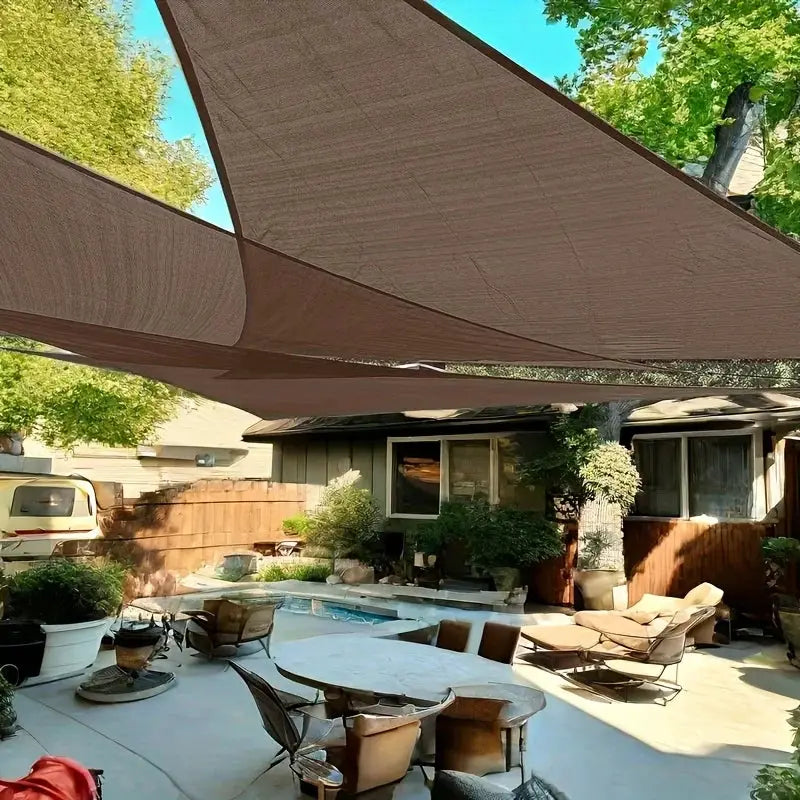 16' x 16' x 16' Sun Shade Sail Triangle Canopy, Permeable Shade Cloth Fabric Sunlight Block Patio Cover HDPE Deck Awning for Out from PriceLows™