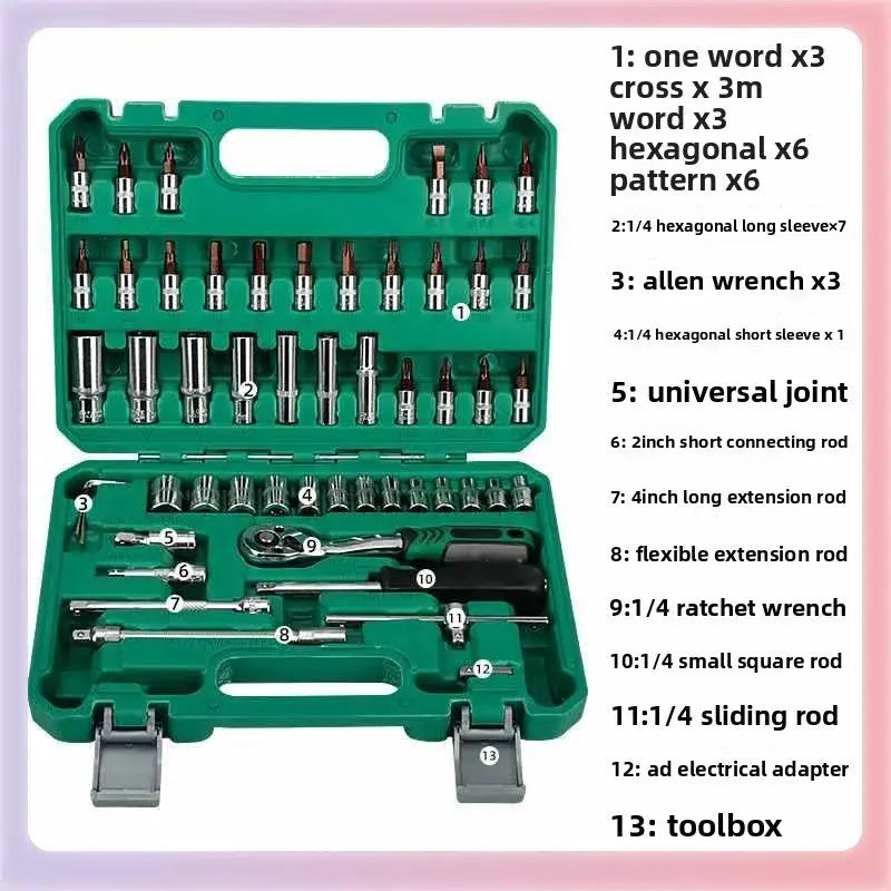 53-piece 24-tooth Auto Repair Tool Kit, Maintenance and Repair Hardware Tool Set, Household Hardware Repair Kit Combination from PriceLows™
