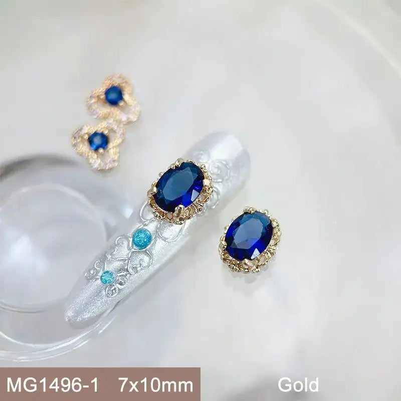 10pcs Pink Black Blue Oval Drop Round Zircon Bright Silver Nails Jewelry Decorations Nail Art Accessories Charms Parts Supplies from PriceLows™