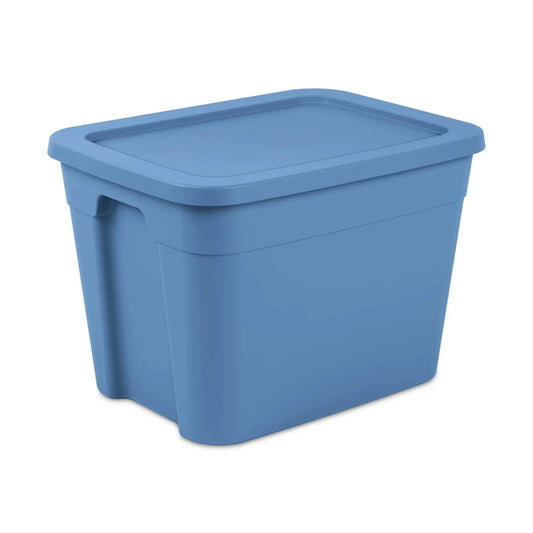18-Gallon Tote, Blue Plastic Storage Bin with Snap-On Lid, Stackable and Durable Organizer for Home, Garage, Basement, or Office, Portable Storage Container for Toys, Tools, Seasonal Items, Clothes, or Household Organization, from PriceLows™