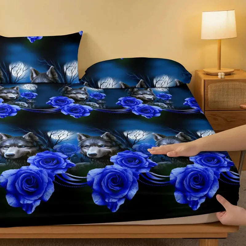 1 Simple modern Plant Flower animal printed matte Fitted Sheet, bedroom printed bed cover, bedding (excluding pillowcases) from PriceLows™