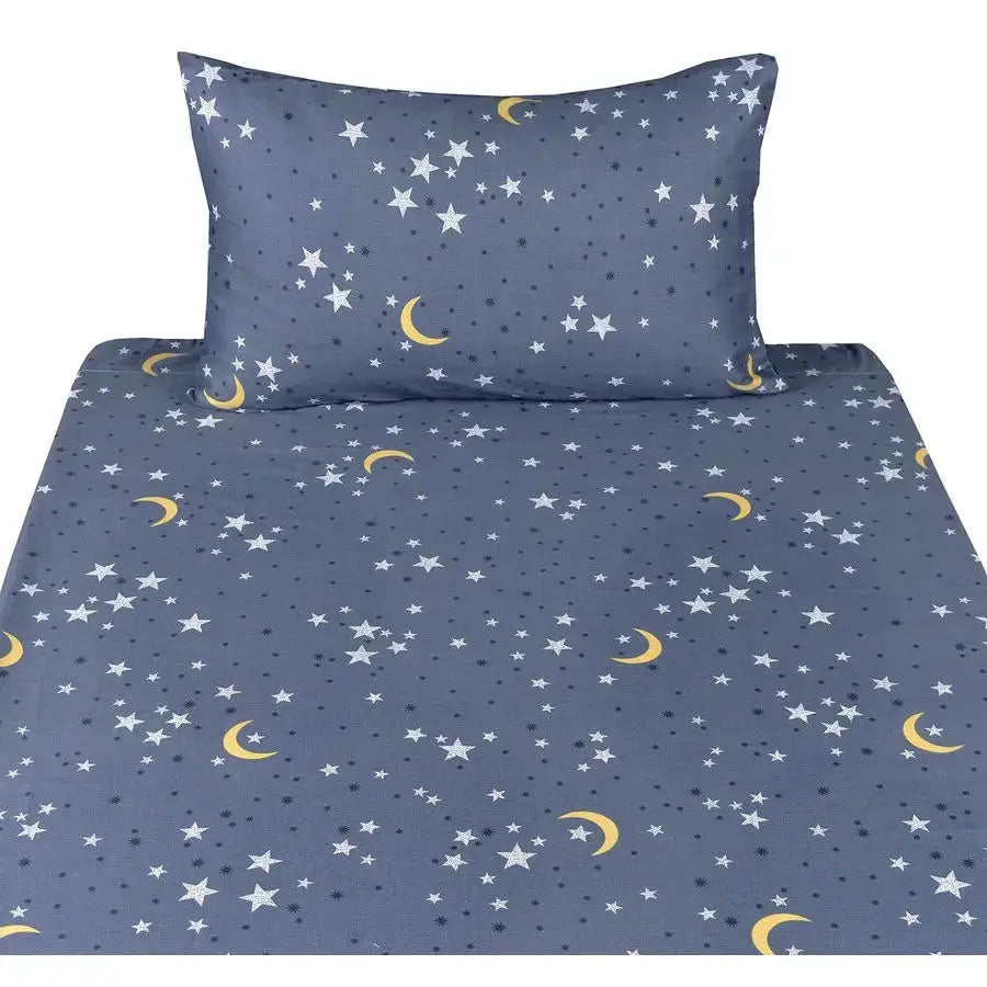 Moon amp Stars Boys Girls 100 Cotton 3 Pcs Twin Bed Sheet Set Kids Toddler Teen, Flat Sheet amp Fitted Sheet amp Pillowcase Kids from PriceLows™