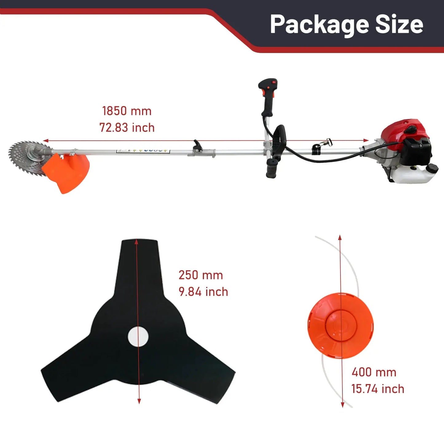 52cc Weed Wacker 2-Stroke Gas Grass Trimmer 4-in-1 Cordless Brush Cutter Gas Lawn Mower Straight Shaft Weed Eater with 4 Heads from PriceLows™