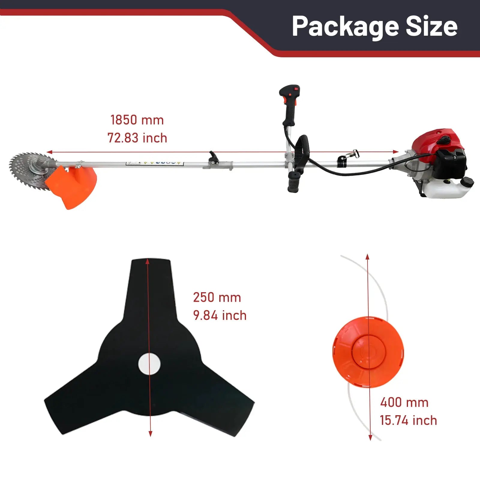52cc Weed Wacker 2-Stroke Gas Grass Trimmer 4-in-1 Cordless Brush Cutter Gas Lawn Mower Straight Shaft Weed Eater with 4 Heads from PriceLows™