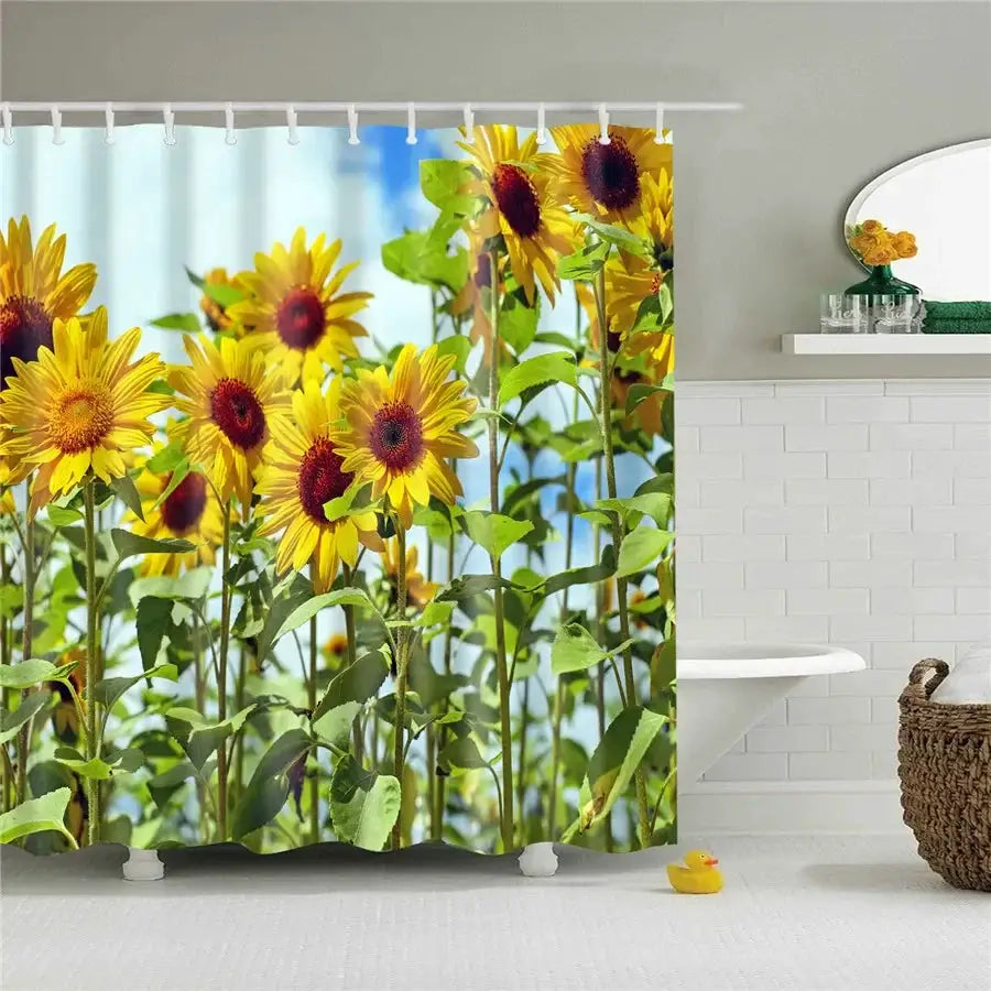 3D Flower Plum Blossom Lotus Lavender Rose Shower Curtains Bathroom Curtain Frabic Waterproof Polyester Bath Curtain with Hooks from PriceLows™