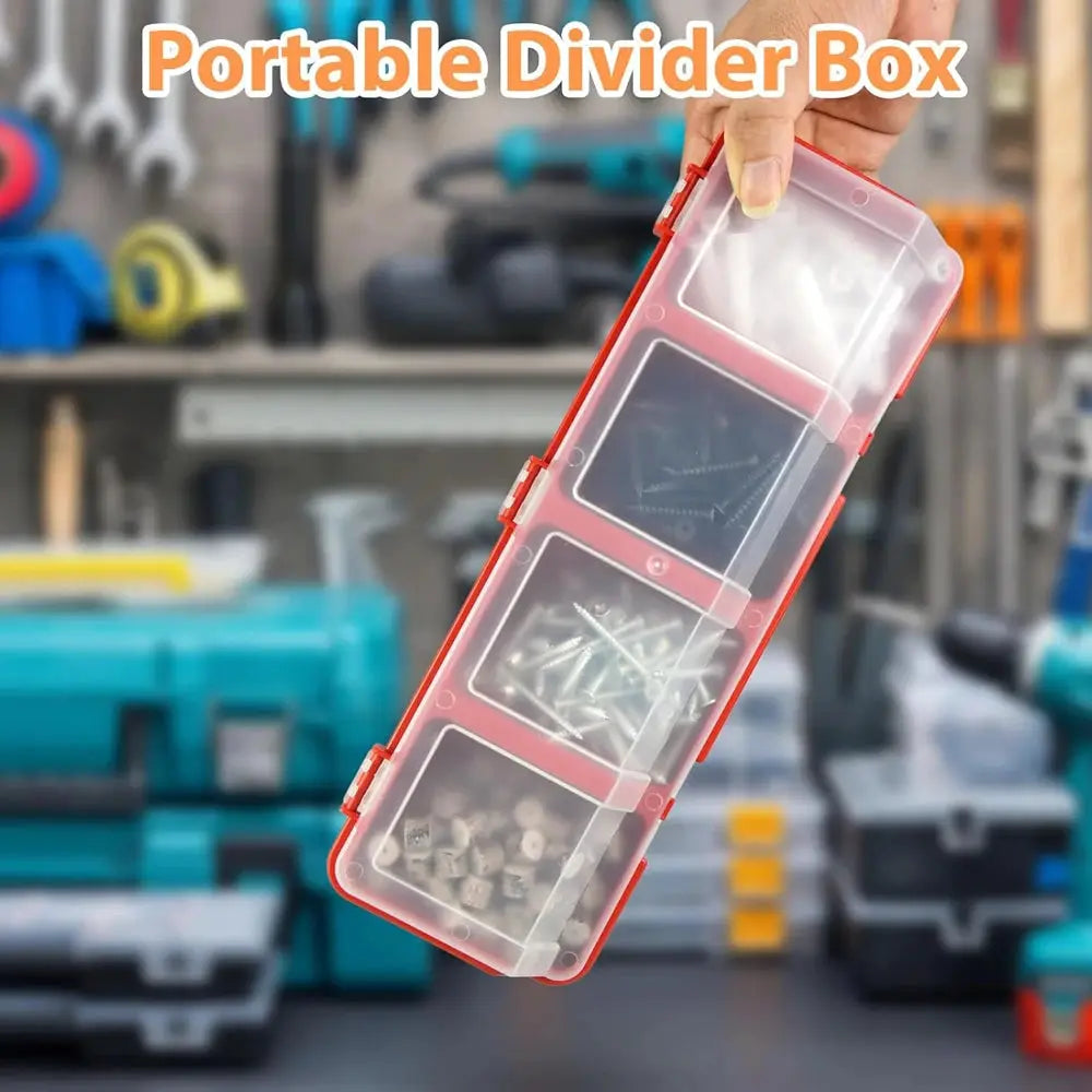 1Pc Plastic Screw Organizer Box with 4 Compartments Portable Tool Parts Storage Bin with Lid for Hardware Small Parts Display from PriceLows™