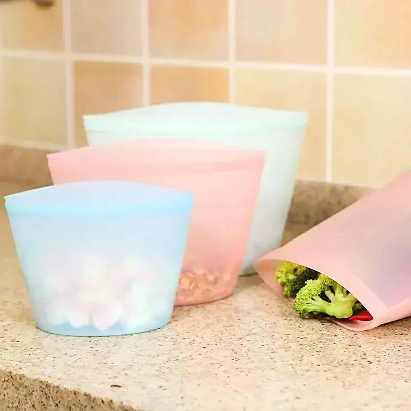 Reusable Silicone Food Bag | 500ml 1000ml 1500ml | Leakproof BPA Free