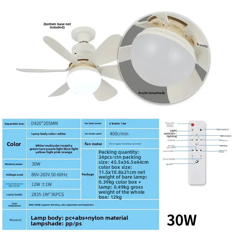 LED Ceiling Fan Light | 30W-40W Dimmable | E27 Socket | Remote Dimming