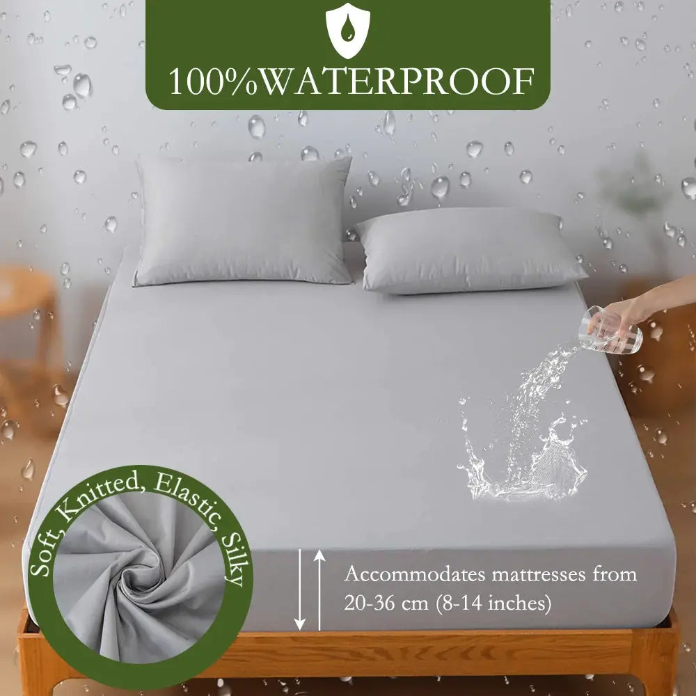 1pc Waterproof Mattress Protecto, Knitted Soft & Breathable Fitted Sheet, Silent and Comfortable for All Seasons (No Pillowcase) from PriceLows™