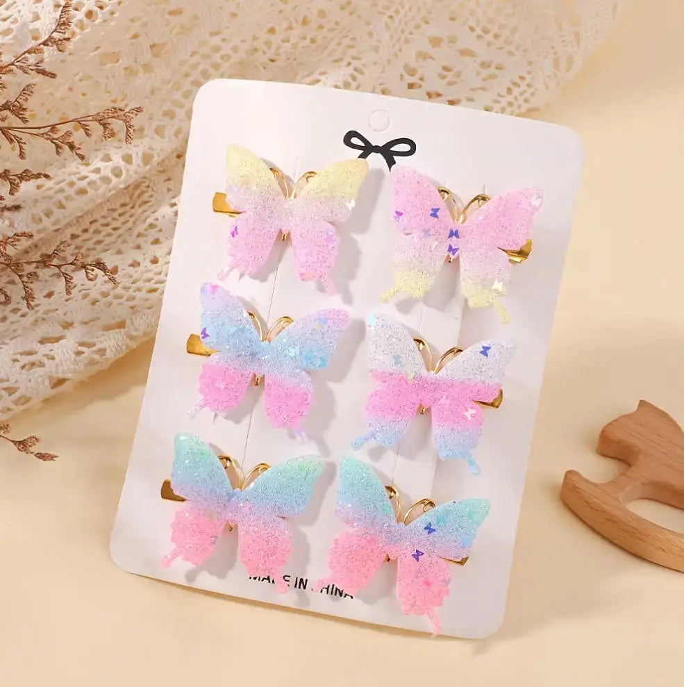 Rainbow Hair Bows | 16Pcs Colorful Set | Boutique Hairpins For Kids