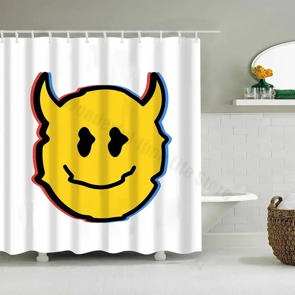 Cute Little Yellow Duck Shower Curtain Cartoon Funny Smiley Face Bathroom Waterproof Bath Duck Fabric 12 Hooks Bathroom Decor from PriceLows™