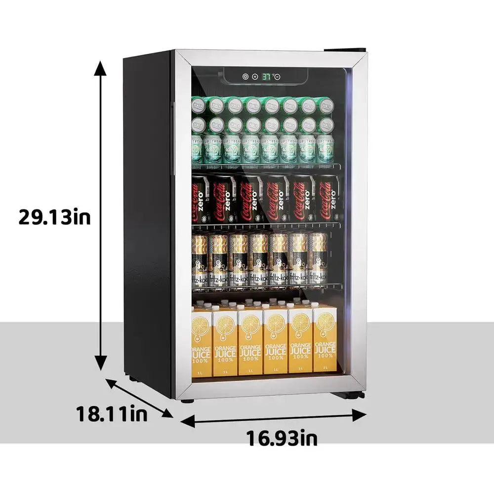 105-Can Capacity Beverage Refrigerator with Glass Door, Digital Temp Display for Soda, Wine, or Ice Bar from PriceLows™