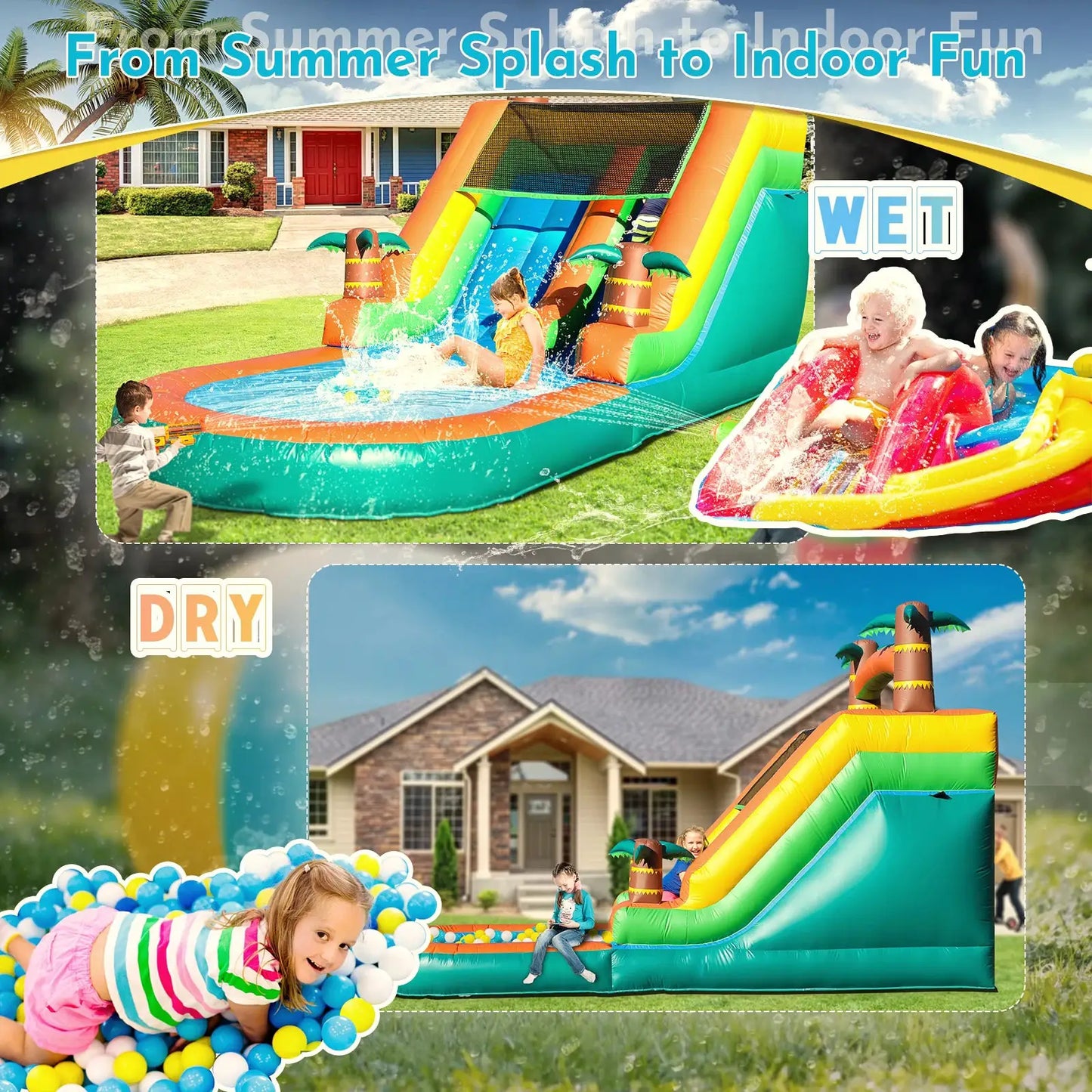 21ft Giant Commercial PVC Inflatable Water Slide Bounce House Pool With Blower commercial Children's playground water slide from PriceLows™