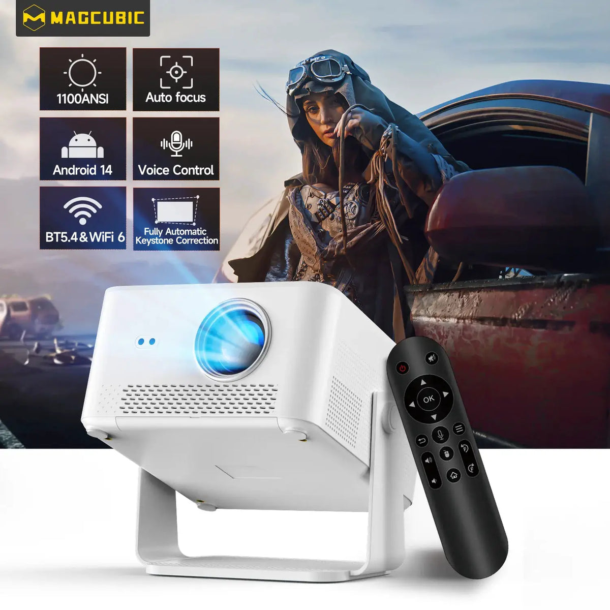Portable Projector | Android 14 | 1080P Native | Auto Focus