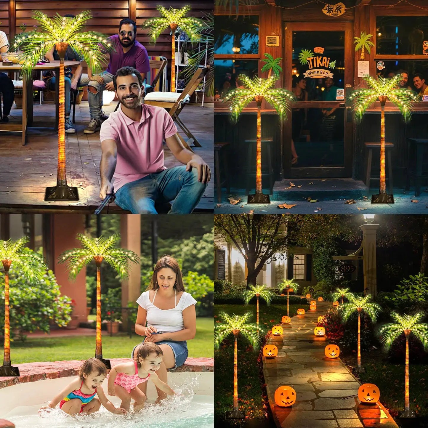 1pc 4.6ft Solar Powered Artificial Palm Tree LED Decorative Tree Lights for Garden Patio Door Tiki Bar Christmas Decoration from PriceLows™