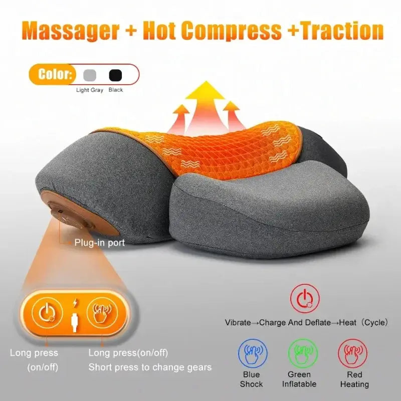 Neck Massager Pillow | Cervical Stretcher | Heating Vibration | One Size