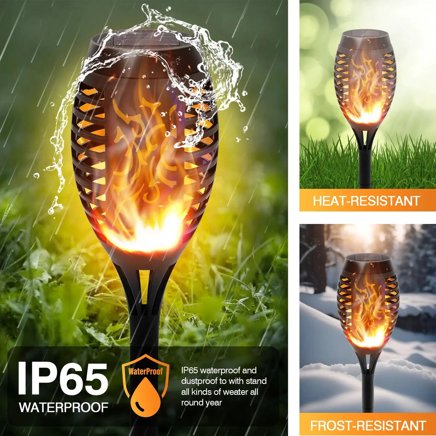 6Pack Solar Lights Outdoor Powered LED Flickering Flame Light Waterproof Orange for Garden Decor Outside Patio Pathway Yard from PriceLows™