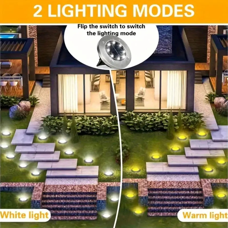 1-8 Packs Solar 8LED Ground Lights Decorative for Outdoor Illumination Stainless Steel Street Lamps For Courtyards Gardens Paths from PriceLows™