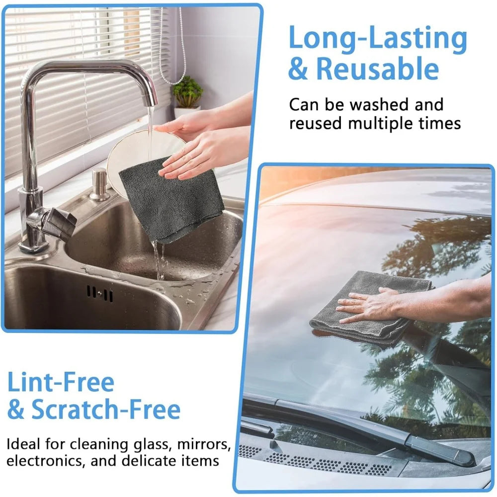 Microfiber Cleaning Cloths | 20 Pack | Tear Away Towels | Grey