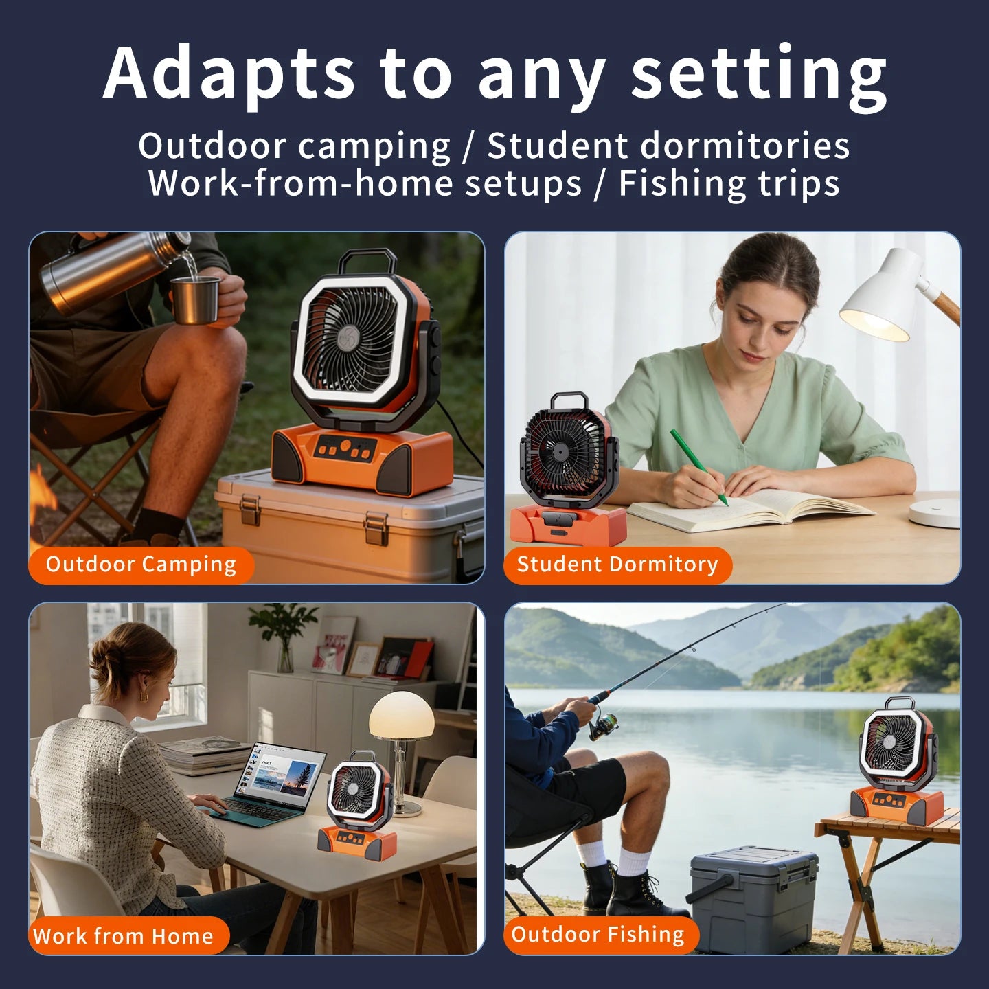 Portable Camping Fan | 50000mAh Battery | Remote Control 4 Speeds | One Size