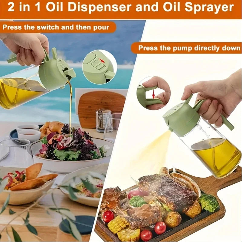 Oil Sprayer | Glass Oil Bottle | 2In1 Design | BBQ And Air Fryer