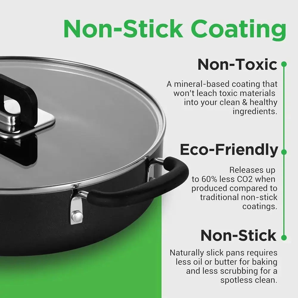 17Pcs Black Non-Stick Pots Pans Set Foldable Knob Induction Compatible Space Saving Heat Resistant Utensils Kitchen RV Use from PriceLows™