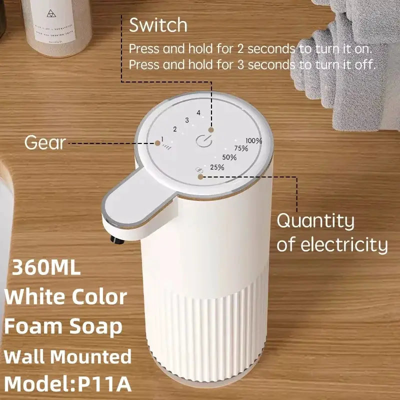 380ML Automatic Foam Soap P11 Dispenser Bathroom Smart Washing Hand Machine With USB Charging ABS 4 Level Adjustable from PriceLows™