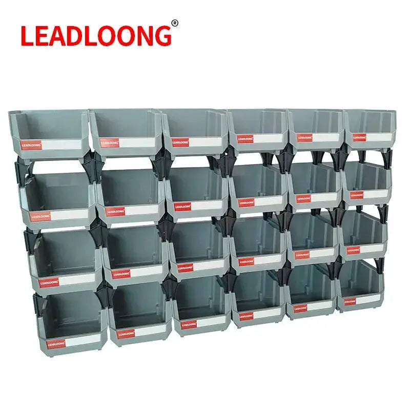 LEADLOONG Parts Bin 6/24pcs 13.5x10.5x7.6cm/5x4*3inch Gray Stackable Plastic Garage Tool Storage Box Container Organizer Bin from PriceLows™