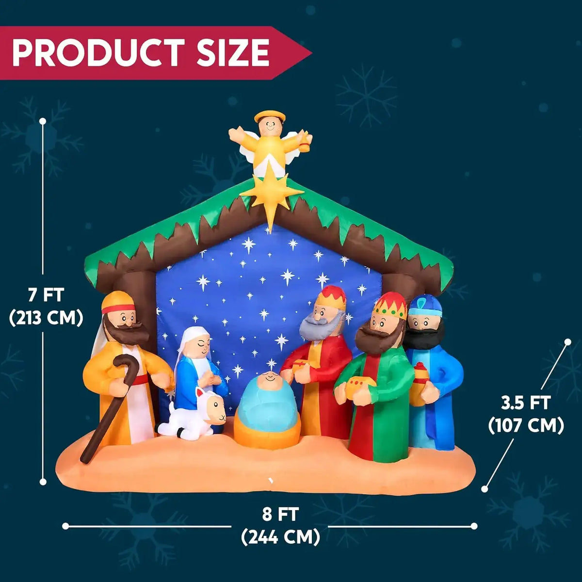 Christmas Nativity Inflatable | 8 Ft LED | Outdoor Yard Decor | One Size
