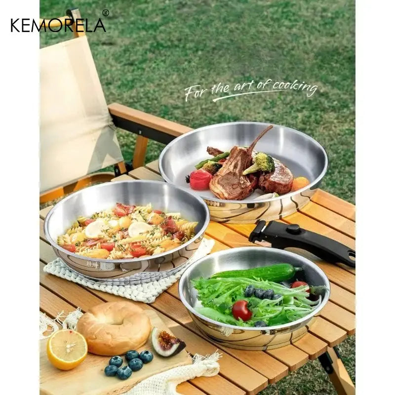 Stainless Steel Frying Pan Set | 316 Stainless | Removable Handle | Set