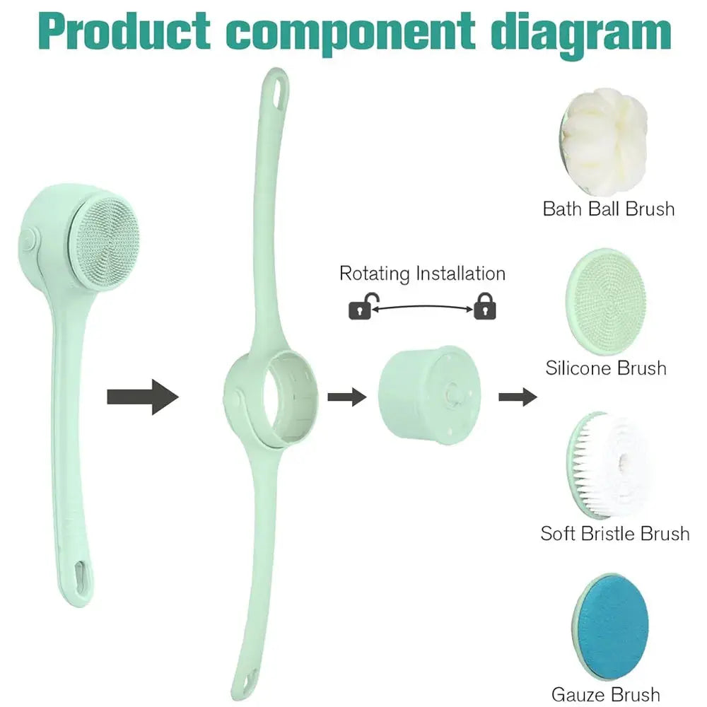 Electric Body Brush | 4 Interchangeable Heads | Waterproof | Back Scrubber