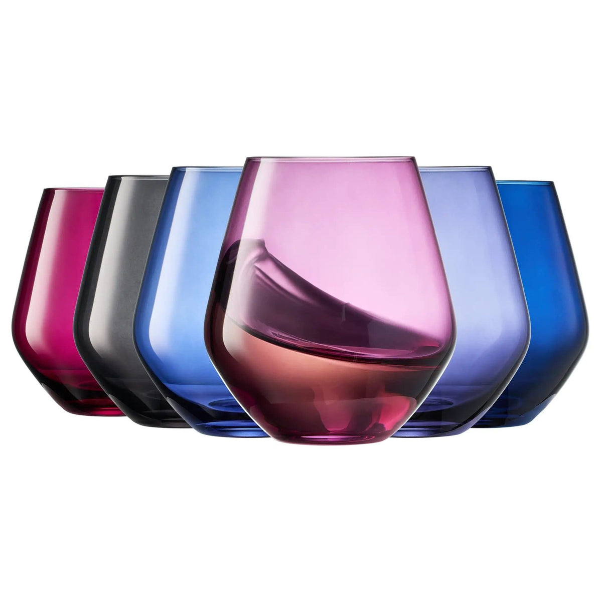 Fortuna Stemless Wine Glassware | 16.2 oz | Set of 6 | Entertaining