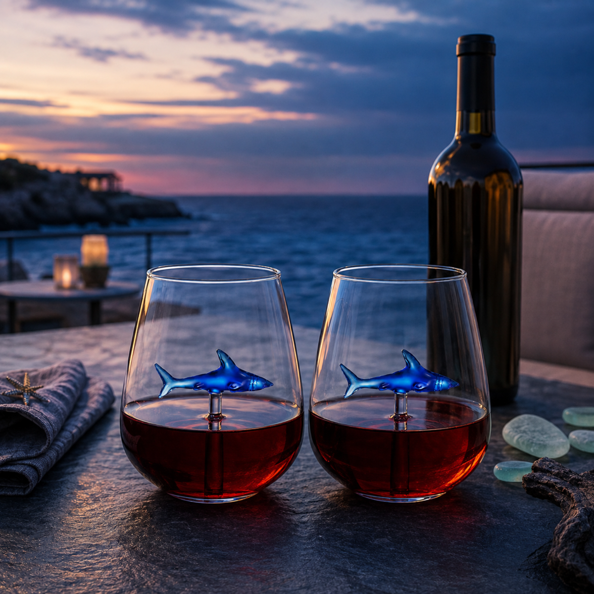 Shark Wine Glasses Stemless Set Lead Free Value