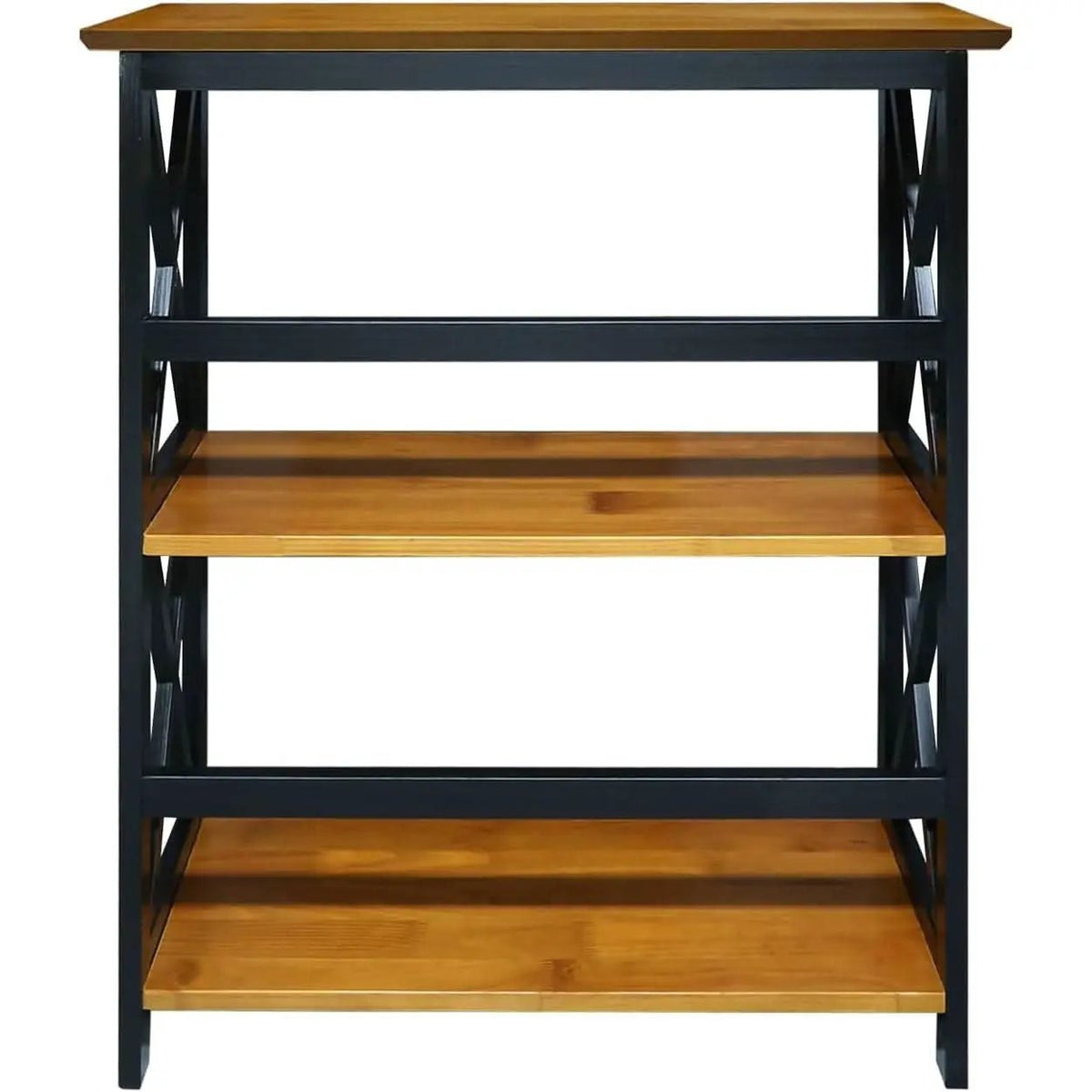 Shelf Bookcase Antique Walnut Black Three Shelf X Design from PriceLows™