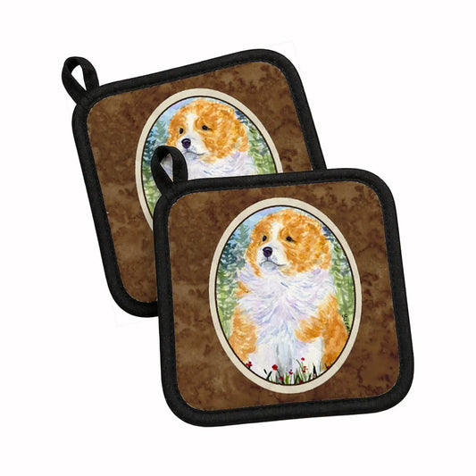 Pot Holder Set of 2 | Heat Resistant Quilted Hot Pads | 7.5 x 7.5 Inch | Sheltie