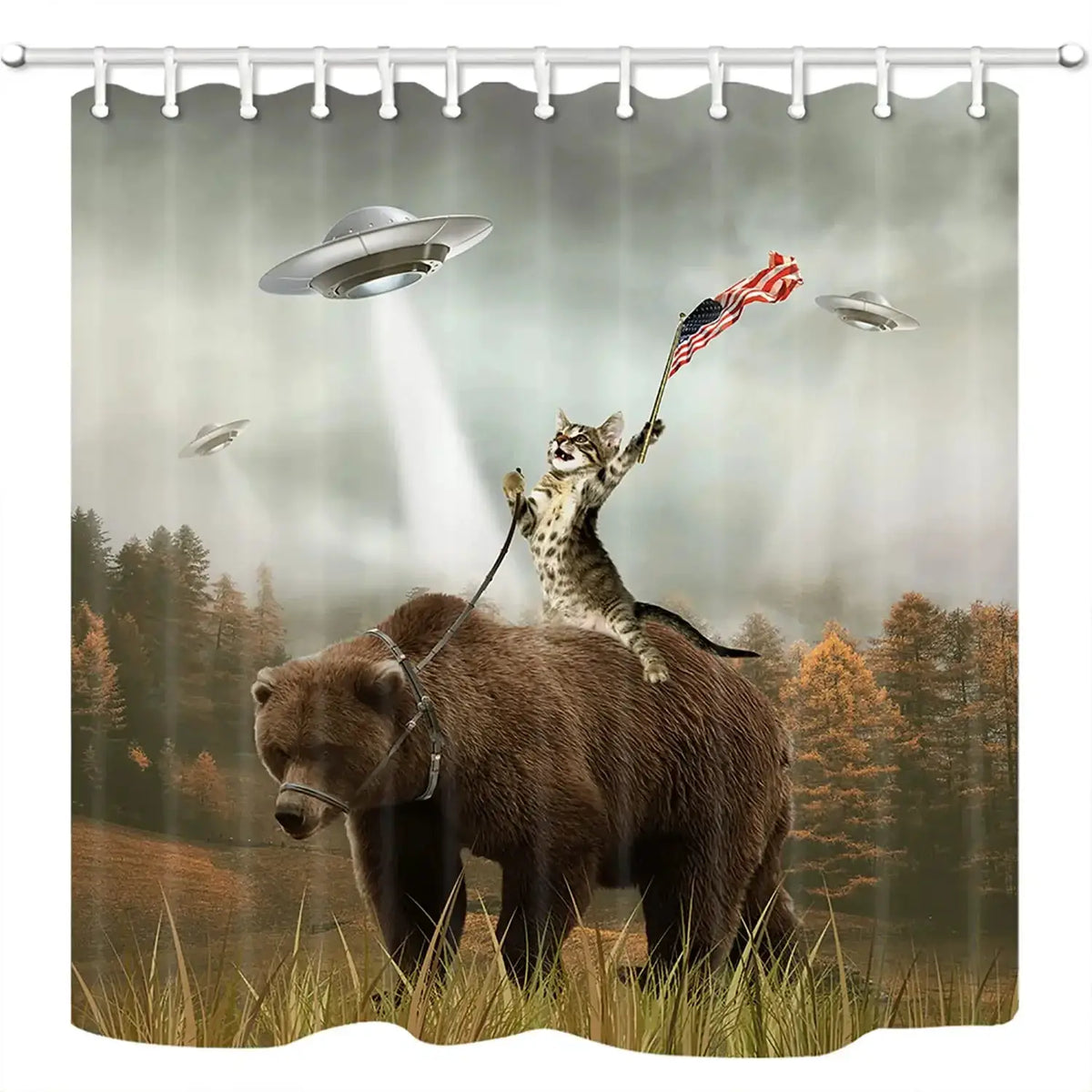 Raining Cats and Dogs Shower Curtain Funny Cartoon Cute Animal Hilarious Pets Playing Water Polyester Waterproof Bathroom Panels from PriceLows™