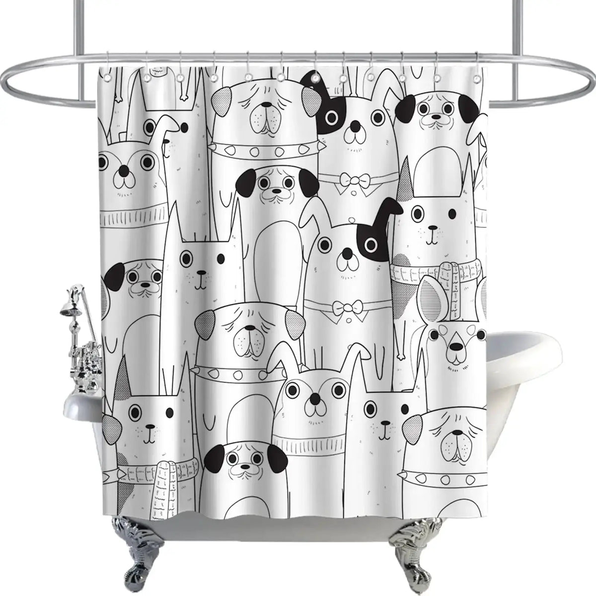 Raining Cats and Dogs Shower Curtain Funny Cartoon Cute Animal Hilarious Pets Playing Water Polyester Waterproof Bathroom Panels from PriceLows™