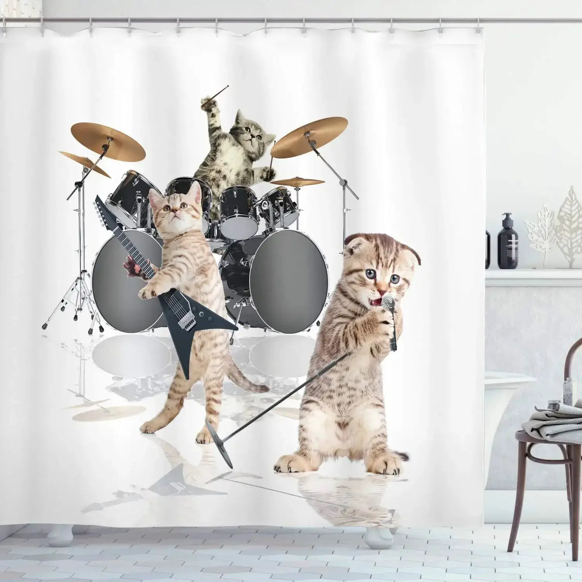 Raining Cats and Dogs Shower Curtain Funny Cartoon Cute Animal Hilarious Pets Playing Water Polyester Waterproof Bathroom Panels from PriceLows™