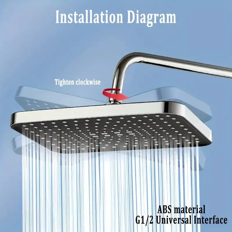 Shower Head | 12 Inch ABS High Pressure Rainfall | 360 Degree Adjustable Nozzle from PriceLows™