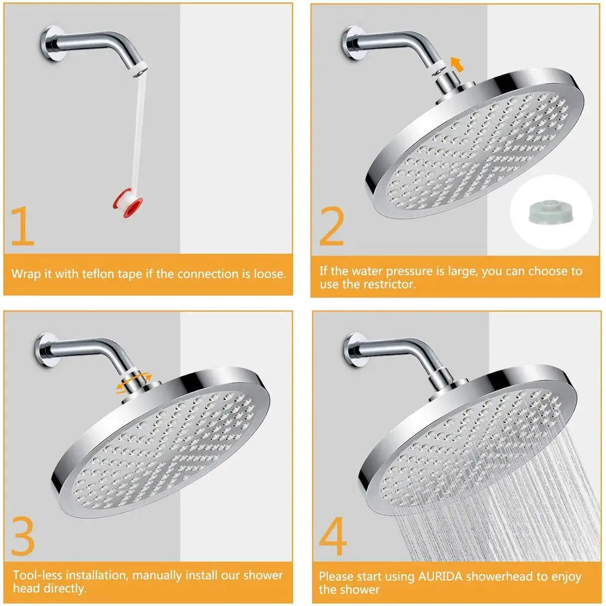 6 Inch Round Booster Shower Set Fully Electroplated Shower Head Home Set Bathroom Extension Shower Rod Set For Bathroom from PriceLows™