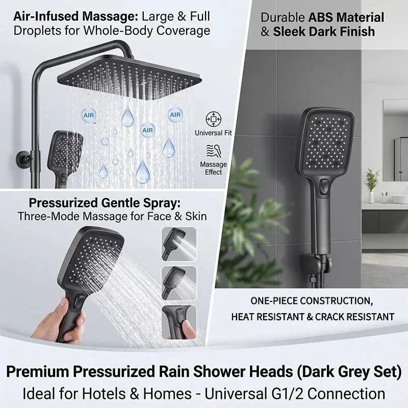 360° Swivel Rainfall Shower System, High Pressure Overhead & Multi-Mode Handheld Combo with Universal Fit,Water Saving from PriceLows™