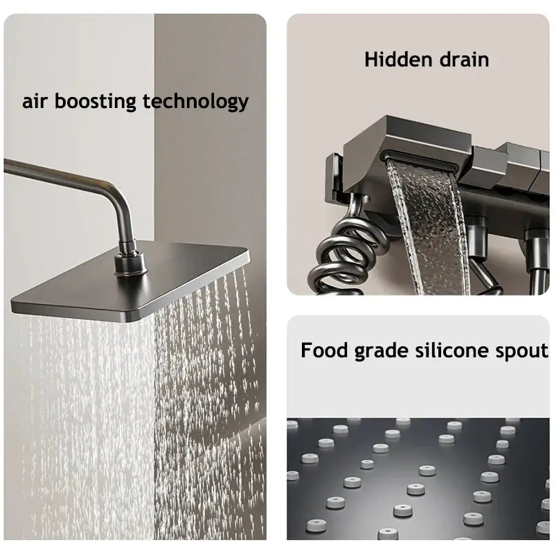 Shower System | Grey Finish | Digital Display | Wall-Mounted Aluminum from PriceLows™