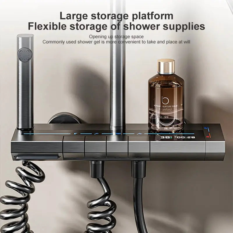 Shower System | Grey Finish | Digital Display | Wall-Mounted Aluminum from PriceLows™